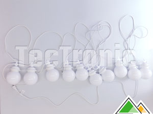 Sfeervolle tentverlichting voor uw feest: 8 bollen met 25W lampen op kabel van 13 meter