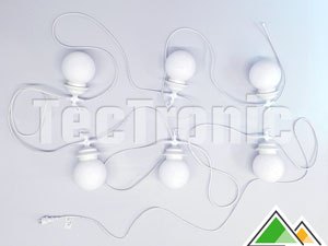 Sfeervolle tentverlichting voor uw feest: 6 bollen met 25W lampen op kabel van 10 meter