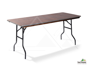 Stevige klaptafel met houten blad en aluminium onderstel