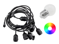 Uitbreidingsnoer voor LED ketting van 4m met 7 x G45 slimme multicolor LEDs.