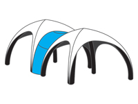 Bedrukt tussenstuk om opblaastenten te koppelen