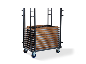 Stalen transportkar voor 20 à 25 houten klaptafels