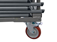 Elk wiel is voorzien van een rem