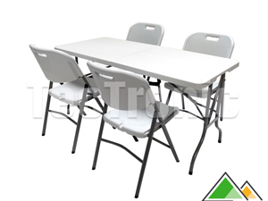 Vouwbare tafel 150 cm met 4 stoelen