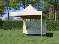 Vouwtent 3x3 PVC beige. De zijwanden bevestigt u met velcro aan het dakzeil.