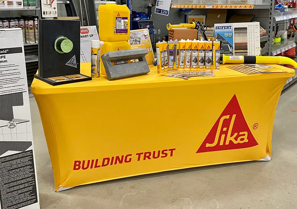 Sika bedrukte stretchhoes buffettafel