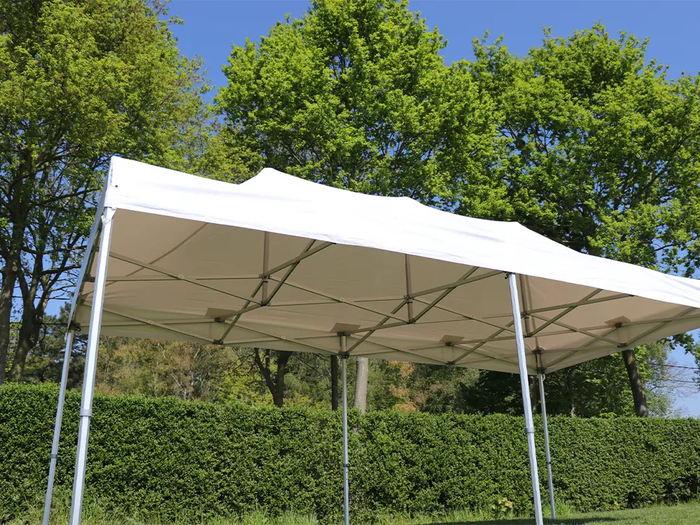 Vouwtent 3 x 6 s50 pvc frame met wit dakzeil opgezet