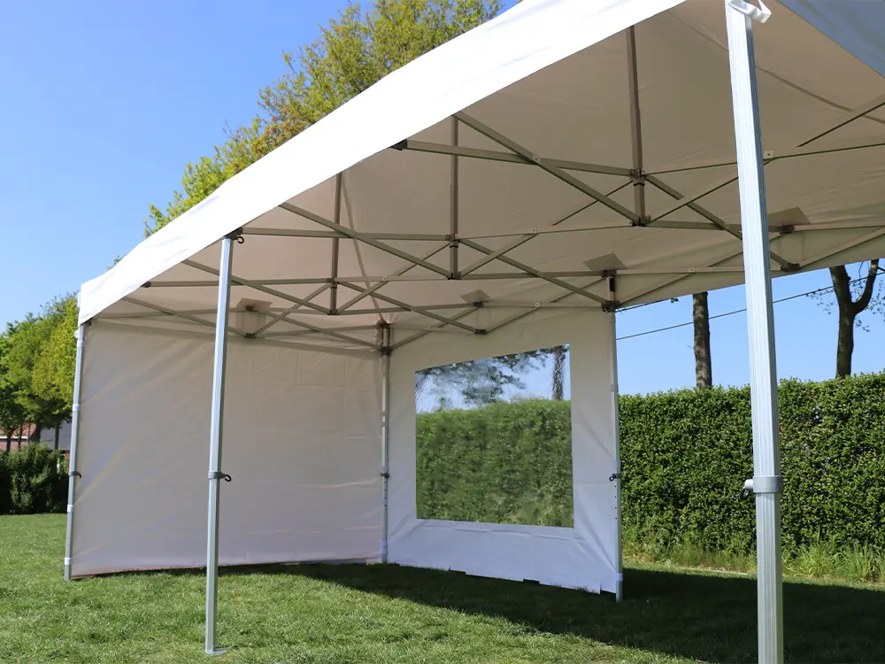 Vouwtent 3 x 6 m Solid 50 pvc wit dakzeil met zijwanden met raam