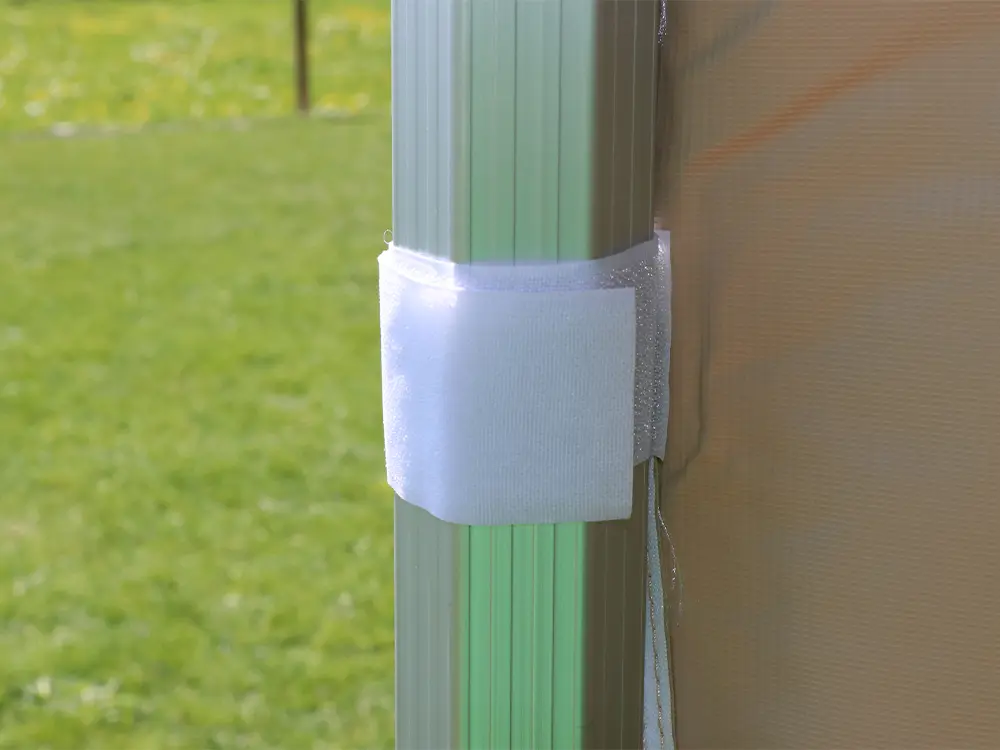 Vouwtent frame en zijwand bevestiging mbh velcro strips