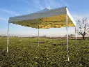 TecTronic vouwtent 4 x 4 m Solid 50 ecru opgezet in een weide