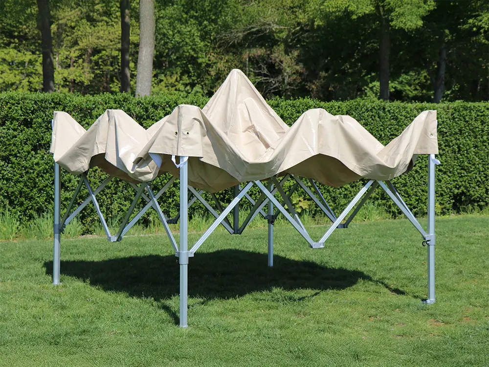 Vouwtent 3 x 3 m S50 beige half opgezet