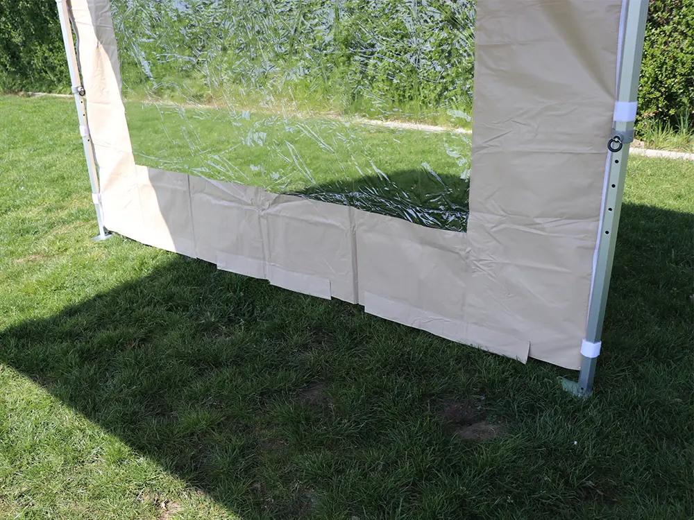 Vouwtent 3 x 3 m S50 beige zijwand met raam