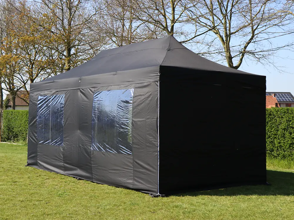 Vouwtent 3 x 6 m S40 zwart met zijwanden