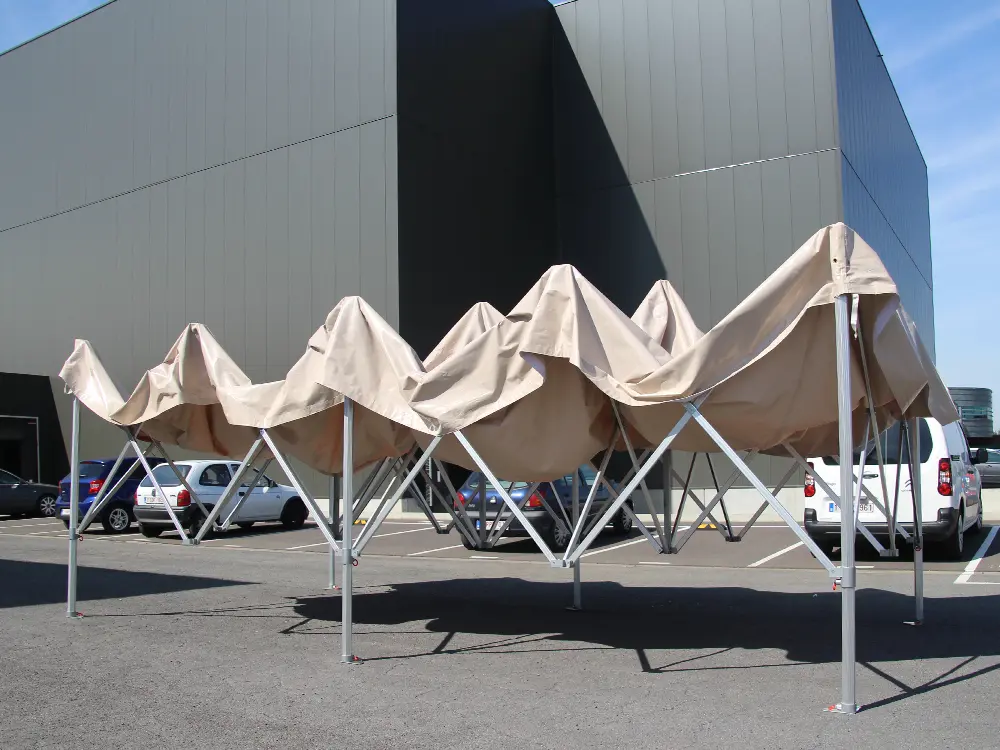 Vouwtent 4 x 8 m S50 pvc beige klaar voor opzet