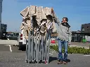 Vouwtent 4 x 8 m S50 pvc beige opgevouwen