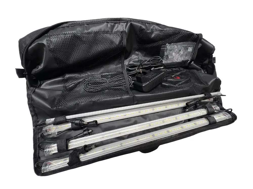 Met handige opbergtas