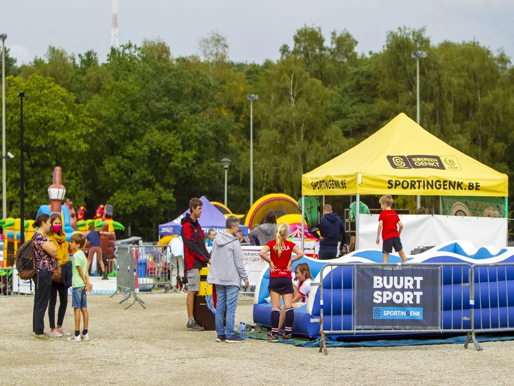 Sport in Genk bedrukt pop-up tent