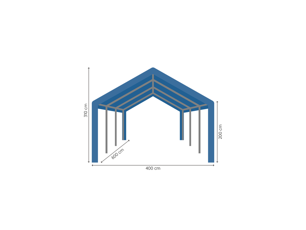 Partytent 4 x 6 m pro pvc afmetingen