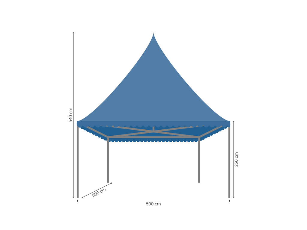 Pagodetent 5 x 5 m afmetingen