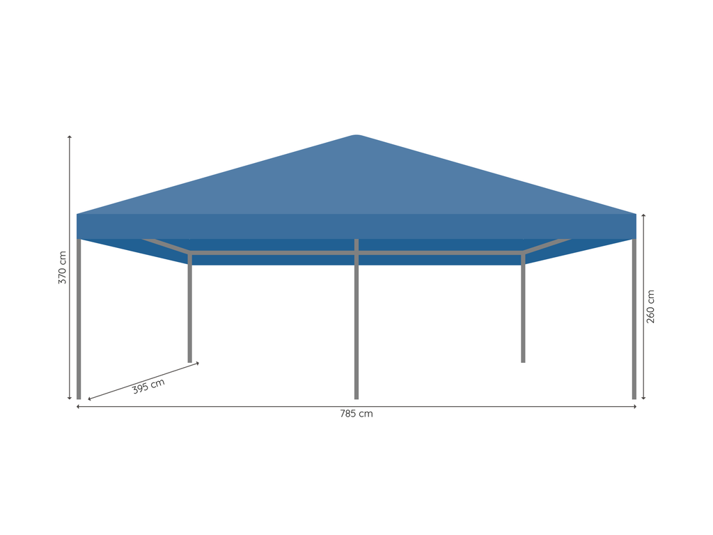 Vouwtent 4 x 8 m S40 afmetingen