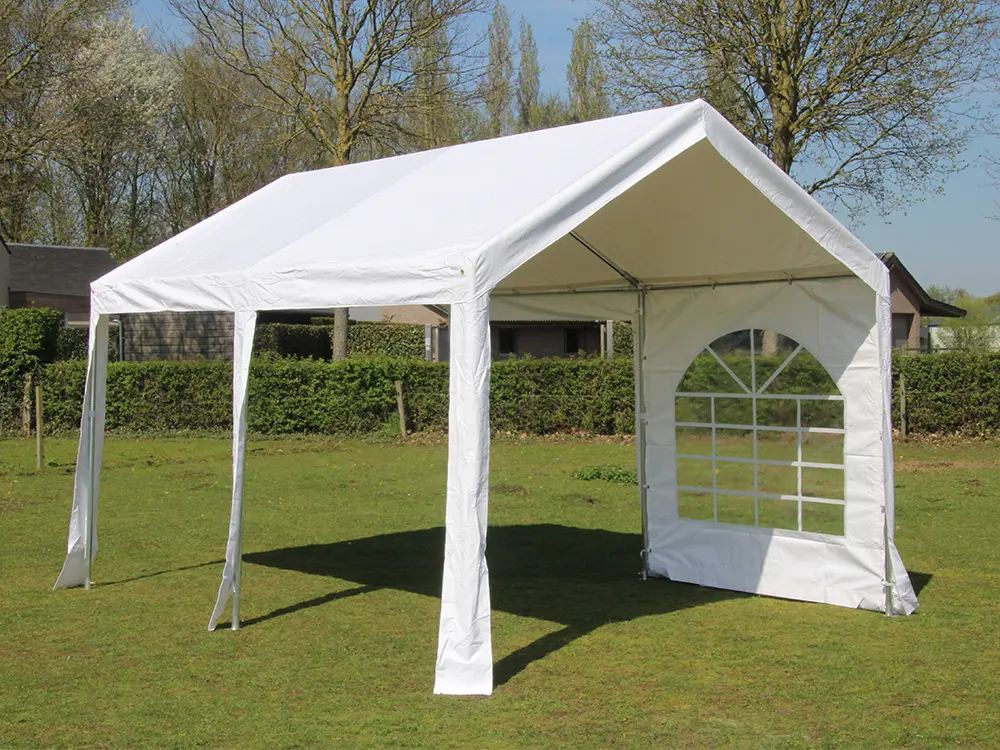 Brandvertragende pvc tent met witte pvc zeilen