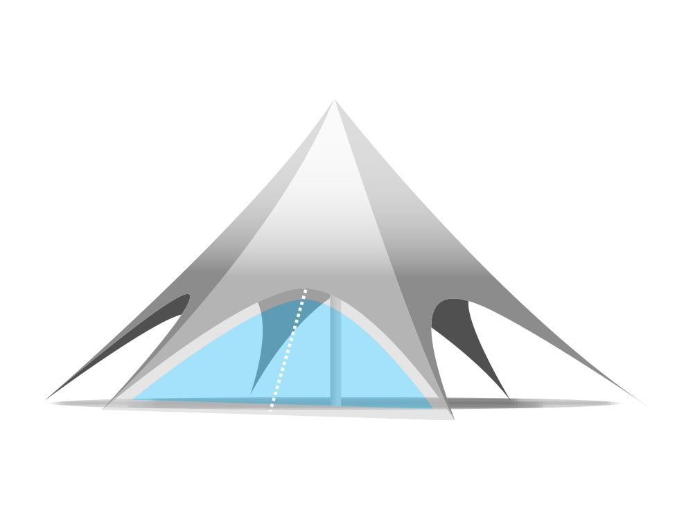Onderdeel stertent 16 m: zijwand pvc - transparant