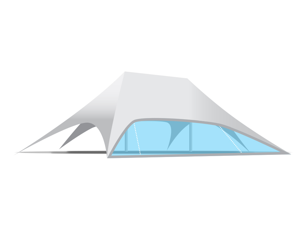 Onderdeel stertent twin 10 m: zijwand transparant pvc (lange zijde)