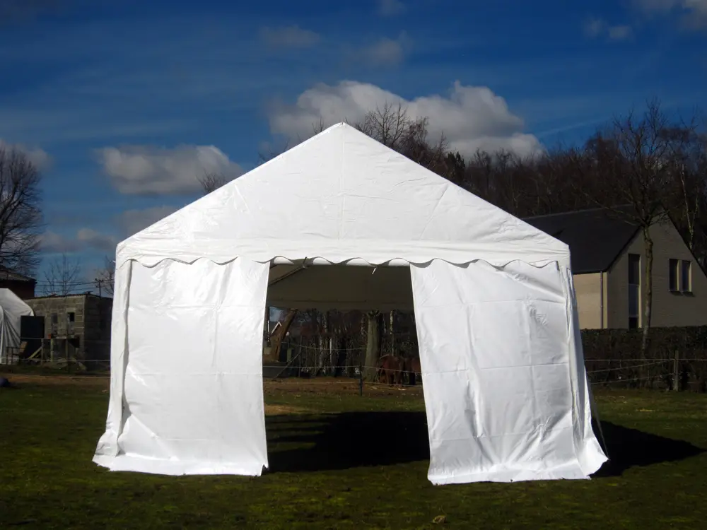 Onderdeel partytent: kopse zijwand 4 meter (PVC Basic (500 g/m²), Deur (smal), Wit)