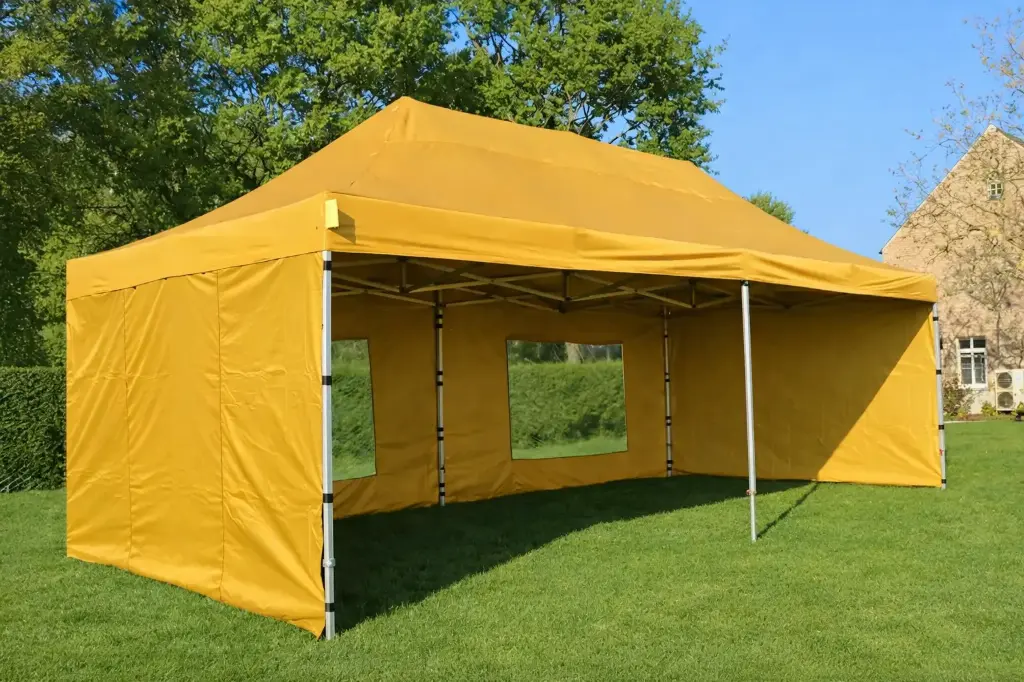 Einde reeks: vouwtent 4 x 8 m Solid 50 geel