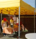 Einde reeks: vouwtent 4 x 8 m Solid 50 geel