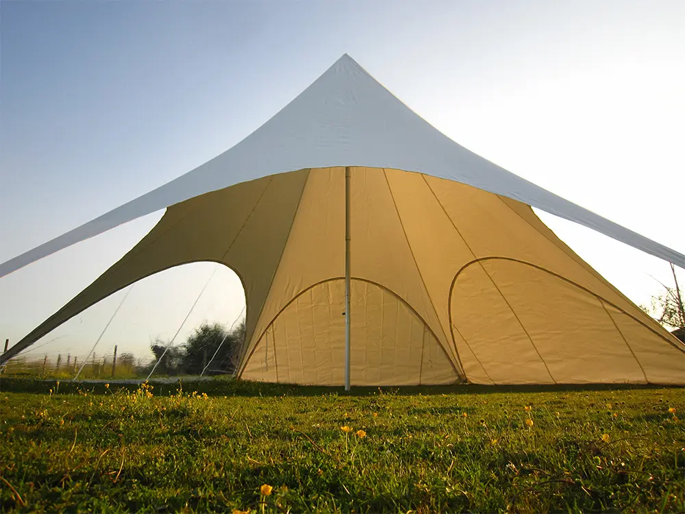 Tweedehands: stertent 10 m wit incl. 5 zijwanden