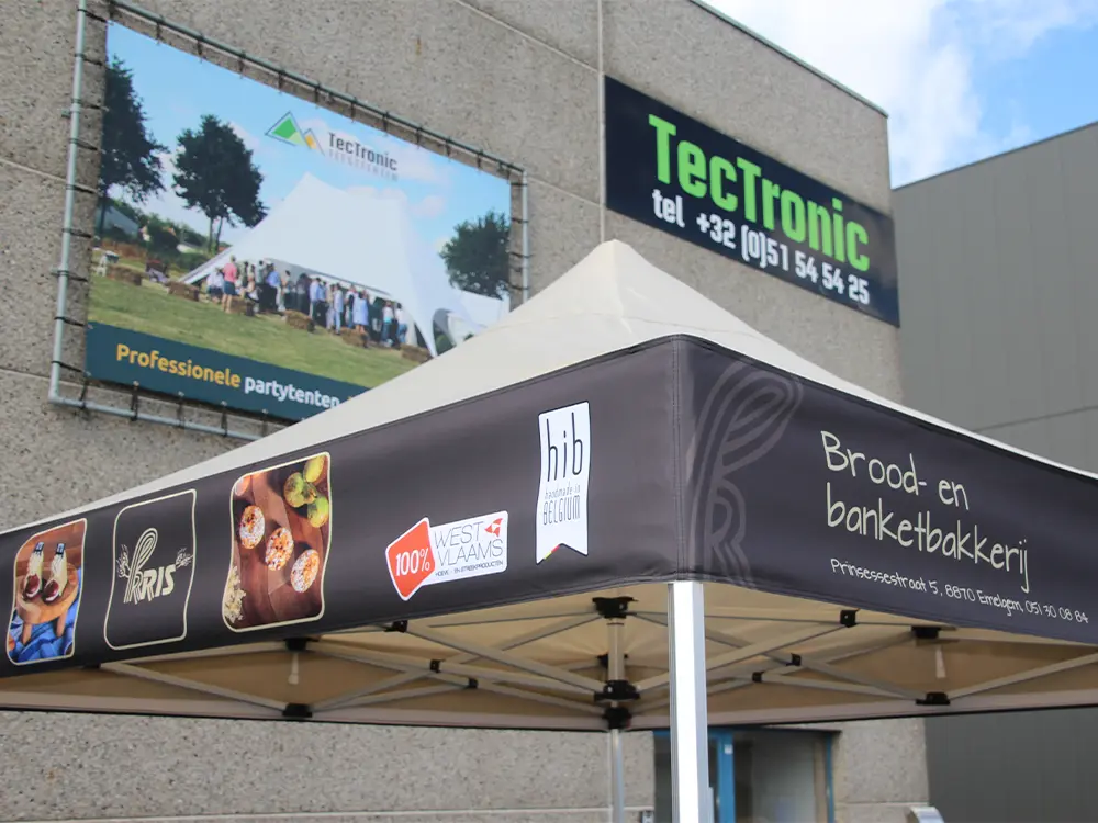 Bedrukte afneembare banner easy-up tent (4 zijden) (2x2 m)