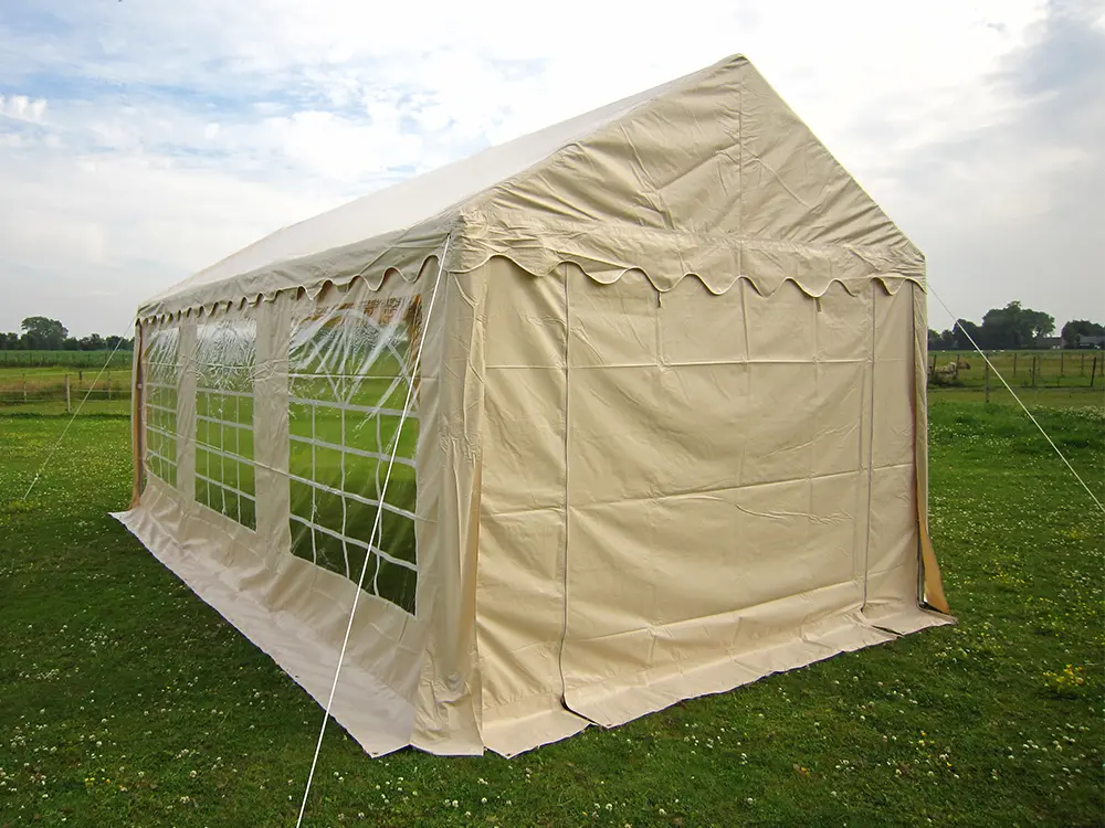Tweedehands: partytent 4 x 6 m pvc basic beige