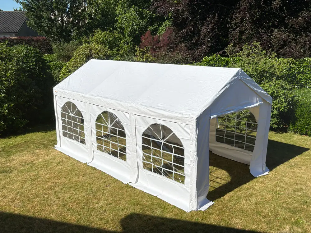 Tweedehands: partytent 3 x 6 m pvc pro wit (incl. grondframe)