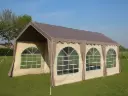 Tweedehands: partytent 4 x 8 m polyester taupe/beige