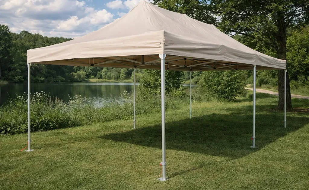 Tweedehands: easy-up tent 4 x 8 m Solid 50 pvc beige