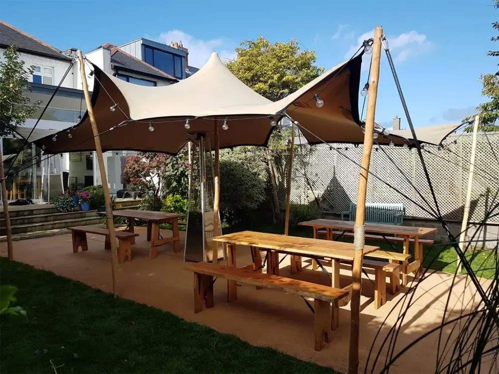 Stretchtent 4,5 x 6 m: chino zeil
