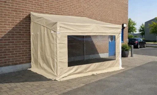Toonzaalmodel: geveltent 2,5 x 2,7 m Solid 50 pvc beige