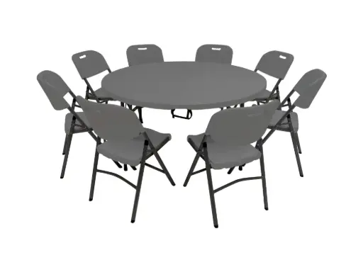 Promopakket - Ronde tafel 150 cm, 8 pro klapstoelen