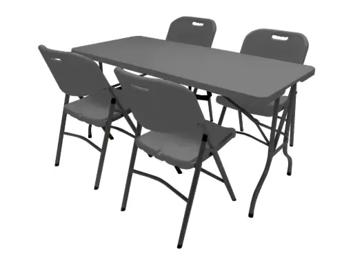 Promopakket - Tafel 150 cm, 4 pro klapstoelen