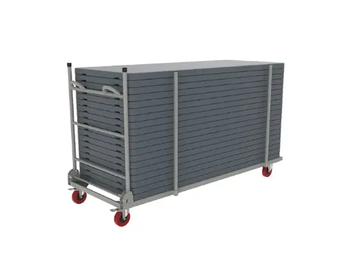 Transportkar voor rechthoekige, grijze klaptafels