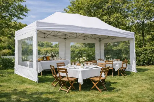 Einde reeks: easy-up tent 3 x 6 m Solid 50 pvc wit
